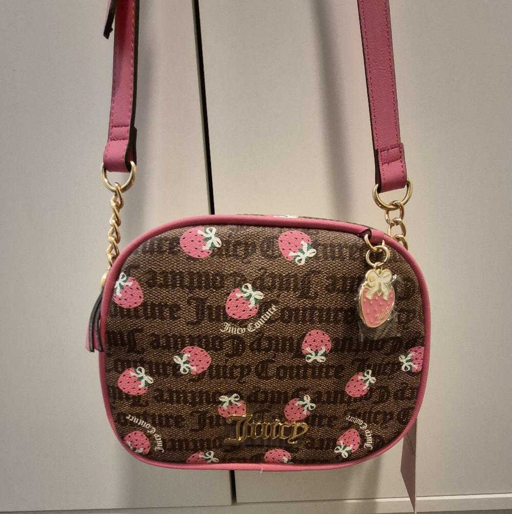 Juicy Couture Pink Strawberry Print Crossbody Bag
